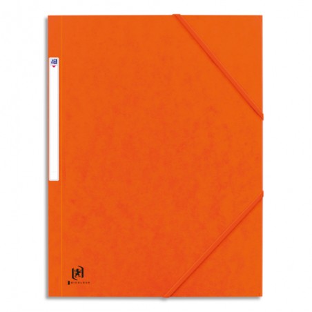 OXFORD Chemise 3 rabats à élastique BOSTON en carte lustrée 5/10e,390g. Format A4. Coloris orange