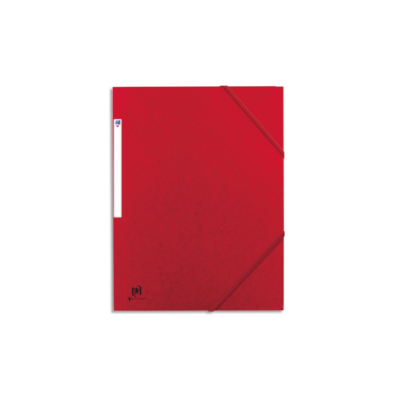 OXFORD Chemise 3 rabats à élastique BOSTON en carte lustrée 5/10e,390g. Format A4. Coloris rouge