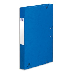 OXFORD Boîte de classement BOSTON à élastiques en carte lustrée 7/10e, 600g. Dos 3,5 cm. Coloris Bleu