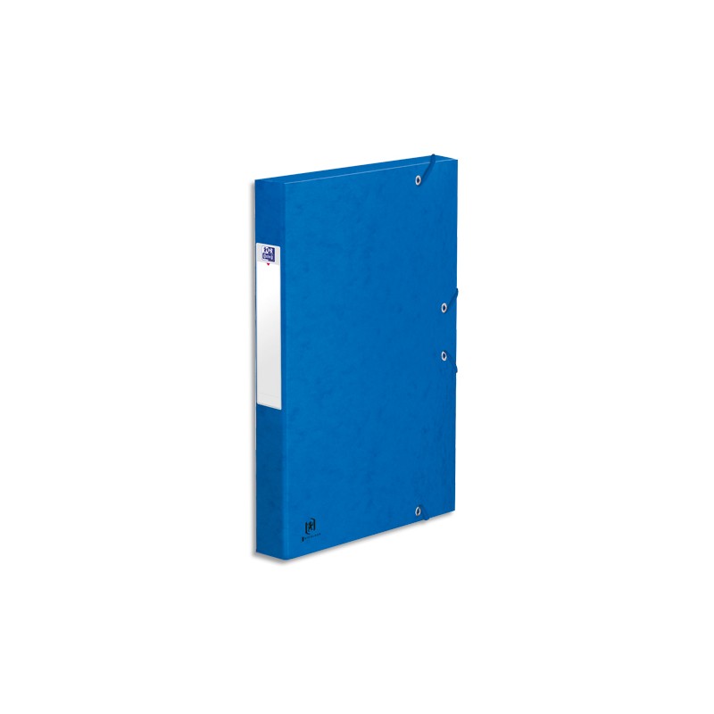 OXFORD Boîte de classement BOSTON à élastiques en carte lustrée 7/10e, 600g. Dos 3,5 cm. Coloris Bleu