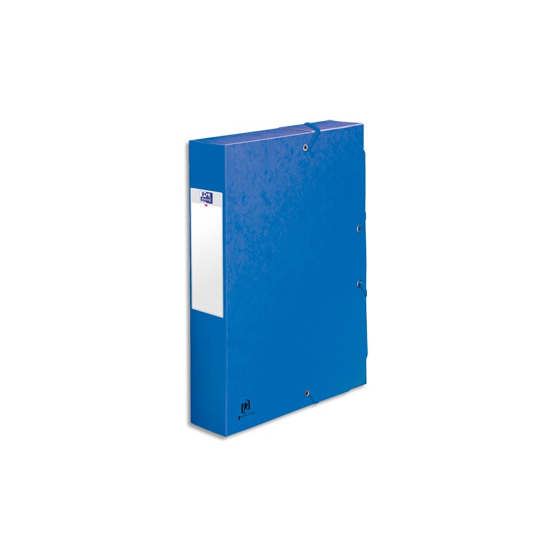 OXFORD Boîte de classement BOSTON à élastiques en carte lustrée 7/10e, 600g. Dos 6 cm. Coloris Bleu