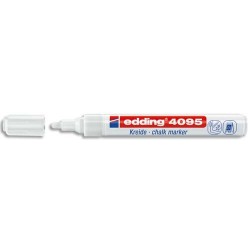 EDDING E-4095 Marqueurs craie liquide Blanc ogive 2-4mm à base d'eau. S'efface avec un chiffon humide.