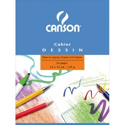 CANSON Cahier à dessin blanc uni 24 pages 24 x 32 cm 120g/m² couverture carte