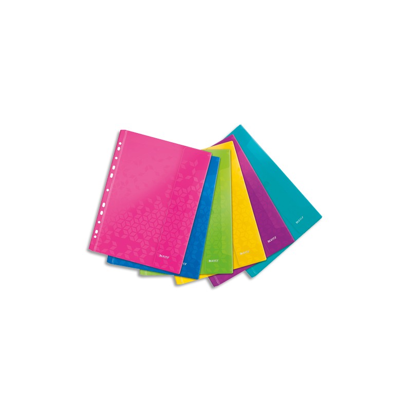 LEITZ Sachet de 6 pochettes perforées WOW en polypropylène A4. Coloris assortis