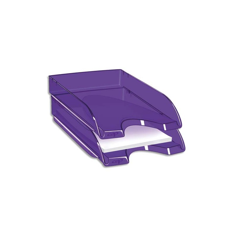 CEP Corbeille à courrier Happy ultra Violet transparent. Dimensions : L34,5 x H6,4 x P26 cm