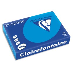 CLAIREFONTAINE Ramette de 250 feuilles papier couleur TROPHEE 160 grammes format A4 Bleu 2633