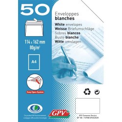 GPV Paquet de 50 enveloppes Blanches auto-adhésives 75 grammes format 114x162mm référence 515
