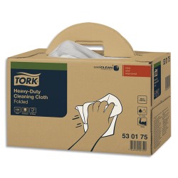 TORK Boîte distributrice de 120 Chiffons de nettoyage Ultra Résistant pliés Blanc Format : 64,2 x 35,5 cm