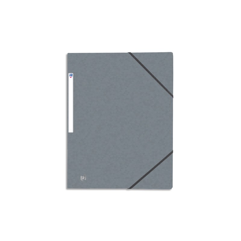 OXFORD Chemises 3 rabats à élastiques TOP FILE en carte lustrée 5/10e,390g. Format A4. Coloris gris