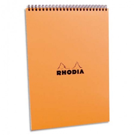 RHODIA Bloc de direction couverture reliure intégrale en-tête Orange 80 feuilles format A4 réglure 5x5