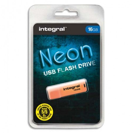 INTEGRAL Clé USB 2.0 NEON 16Go Orange INFD16GBNEONOR