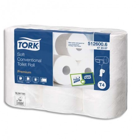 TORK Paquet de 6 rouleaux Papier toilette Traditionnel Premium doux 2 plis 154 feuilles Ecolabel