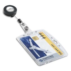 DURABLE Boîte 10 Porte-badges 1 carte de sécurité format portrait ou paysage + enrouleur - Transparent