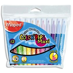 MAPED Pochette 12 feutres de coloriage COLOR'PEPS pointe extra large. Coloris assortis