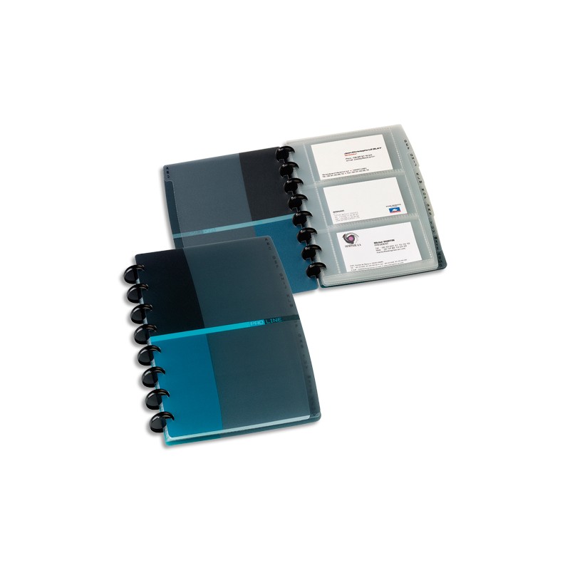 OXFORD Porte-cartes de visite PROLINE en PP. 84 cartes amovibles. Format 16x21cm. Noir/Bleu translucide