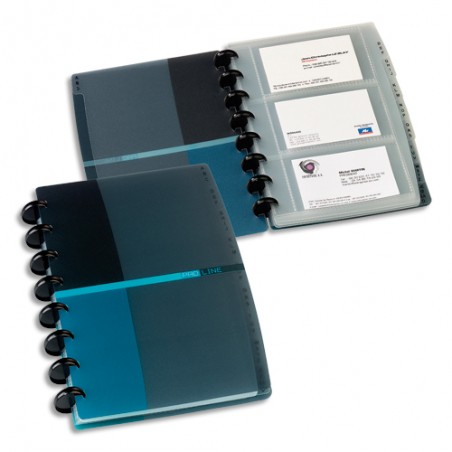 OXFORD Porte-cartes de visite PROLINE en PP. 84 cartes amovibles. Format 16x21cm. Noir/Bleu translucide