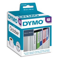 DYMO Rouleau de 110 étiquettes adhésif permanent pour classeur dos large grand format 190x59mm S0722480