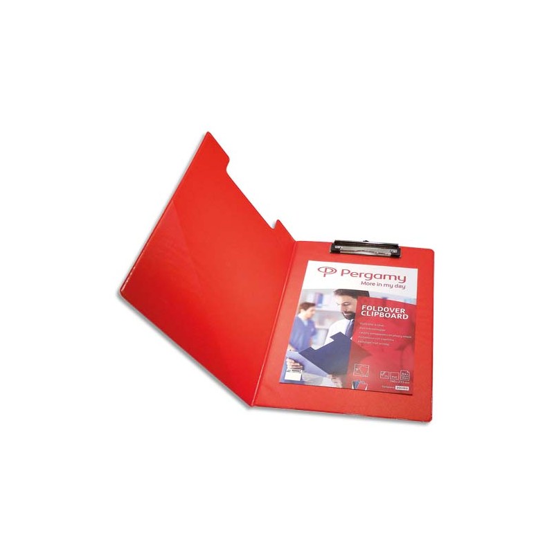 PERGAMY Porte Bloc avec rabat en PVC pour documents format A4+, Rouge - Dimensions L23,3xH34cm