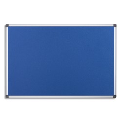 PERGAMY Tableau revêtement en feutrine Bleu, cadre aluminium, Format : L90 x H60 cm