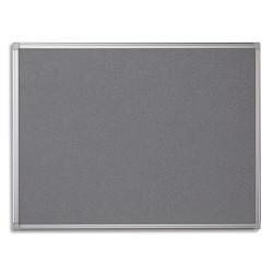 PERGAMY Tableau revêtement en feutrine Gris, cadre aluminium, Format : L90 x H60 cm