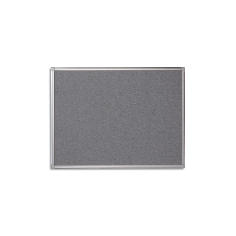 PERGAMY Tableau revêtement en feutrine Gris, cadre aluminium, Format : L90 x H60 cm