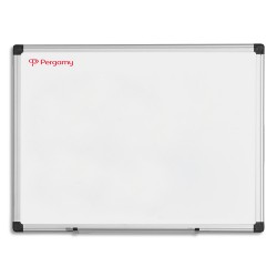 PERGAMY Tableau Blanc émaillé magnétique, cadre aluminium, Format : L90 x H60 cm