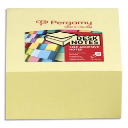 PERGAMY Bloc cube de 320 feuilles repositionnables dimensions 7,6x7,6cm. Coloris Jaune