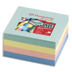 PERGAMY Bloc cube de 320 feuilles repositionnables dimensions 7,6x7,6cm. Coloris assortis néon
