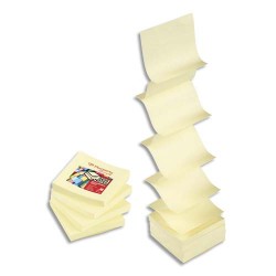 PERGAMY Bloc de 100 feuilles repostionnables accordéon dimensions 7,6x7,6cm. Coloris Jaune