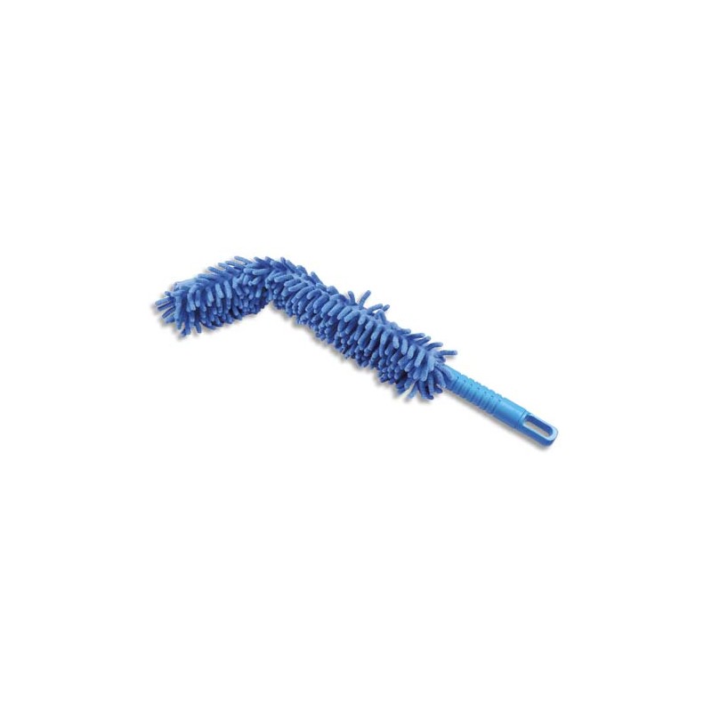 ALBIORE Poignée chenille Bleu en microfibre, en L, poignée L 14 cm, plumeau 41 x 5,5 cm