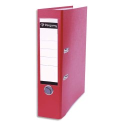 PERGAMY Classeur à levier en polypropylène extérieur/intérieur papier. Dos 8cm. Coloris Rouge