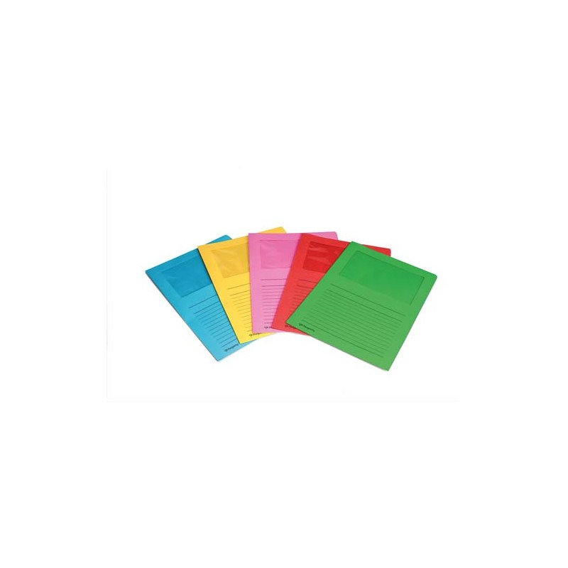PERGAMY Paquet 100 pochettes coin en carte 120g avec fenêtre. Dimensions 22 x 31 cm. Coloris Jaune vif