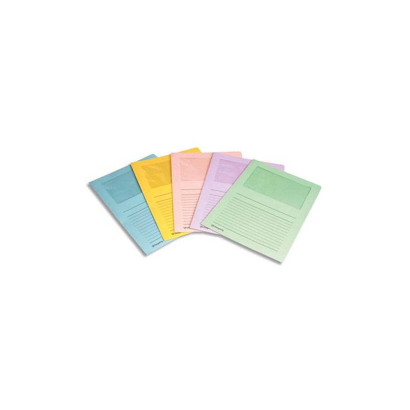 PERGAMY Paquet 100 pochettes coin en carte 120g avec fenêtre. Dimensions 22 x 31 cm. Coloris Blanc