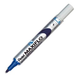 PENTEL Marqueur effaçable sec tableaux Blanc pointe ogive moyenne encre liquide base alcool Bleue MAXIFLO