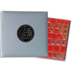 EXACOMPTA Album Pièces de monnaie (cap.= 215). 5 feuillesx43 cases+5 intercalaires. 25x25cm. Gris métal