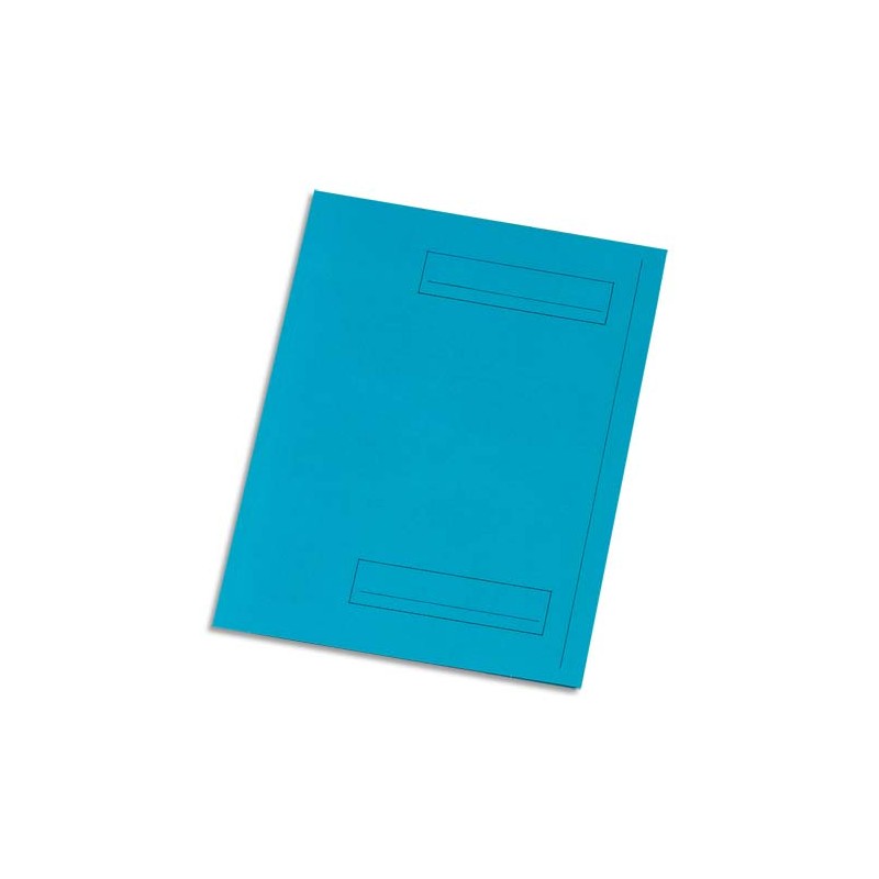 Paquet de 50 sous-dossiers imprimés en kraft 160gr à 2 rabats. Format 24x32cm. Coloris Bleu