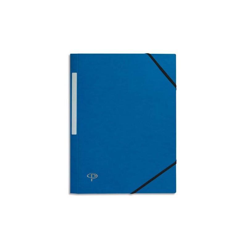 PERGAMY Chemise 3 rabats monobloc à élastique en carte lustrée 5/10e, 390g. Coloris Bleu foncé.
