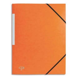 PERGAMY Chemise 3 rabats monobloc à élastique en carte lustrée 5/10e, 390g. Coloris Orange.