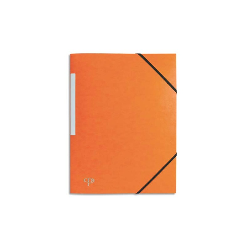 PERGAMY Chemise 3 rabats monobloc à élastique en carte lustrée 5/10e, 390g. Coloris Orange.