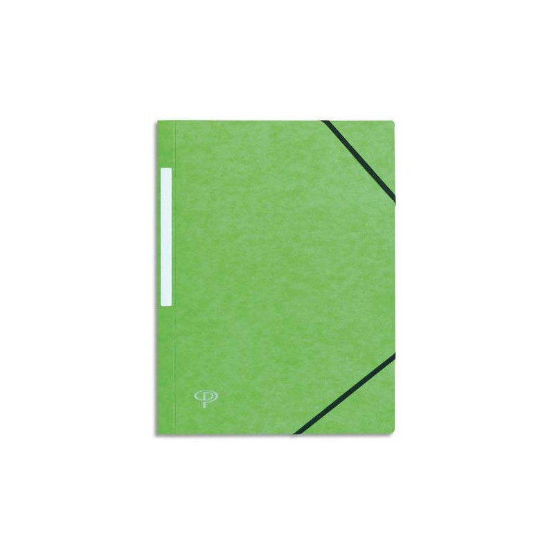 PERGAMY Chemise 3 rabats monobloc à élastique en carte lustrée 5/10e, 390g. Coloris Vert clair.