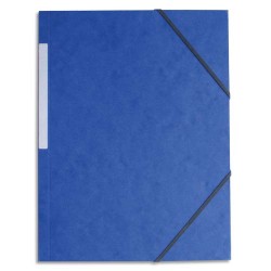PERGAMY Chemise simple à élastique en carte lustrée 5/10eme 390g. Coloris Bleu. Dimensions 24x32cm