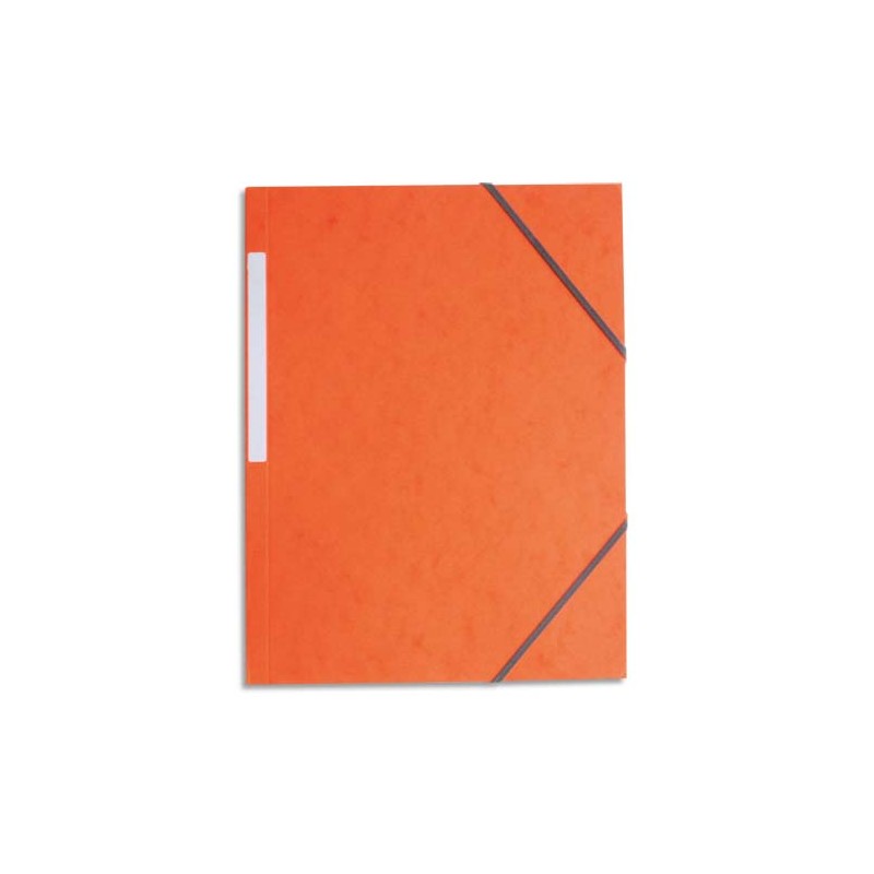 PERGAMY Chemise simple à élastique en carte lustrée 5/10eme 390g. Coloris Orange. Dimensions 24x32cm