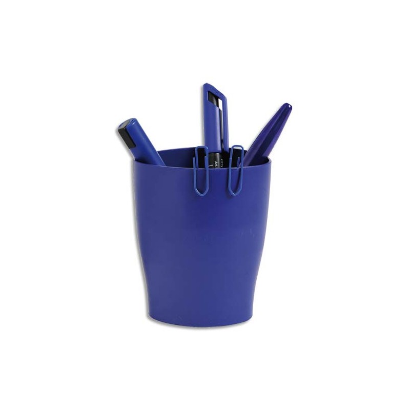 Pot à crayons ECO en polystyrène, Bleu - Dimensions : L8 x H9,5 x P6 cm