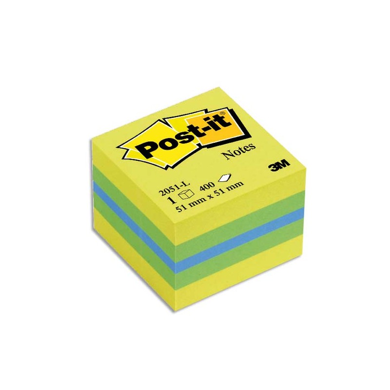 POST-IT Mini cube Rêves classique 5,1 x 5,1 cm - 400 feuilles – Jaune citron