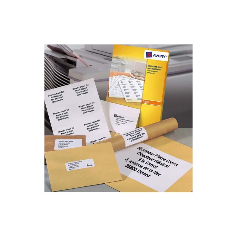 AVERY Boîte de 2400 étiquettes copieur coins carrés 70X37 Blanc DP247-100
