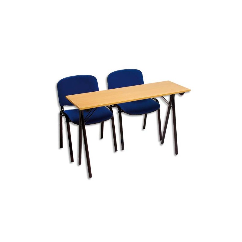 SODEMATUB Table formation séminaire hêtre pietement Noir 4 places 200x40cm