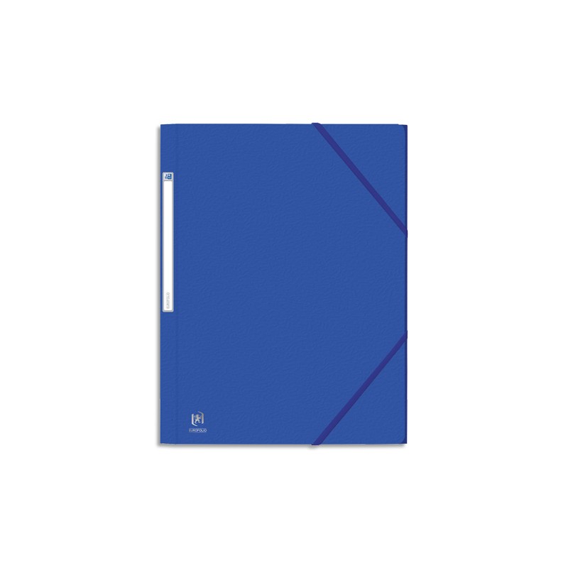 OXFORD Chemise 3 rabats et élastique EUROFOLIO en carte grainée 5/10e, 450g. Pour format A4. Coloris Bleu