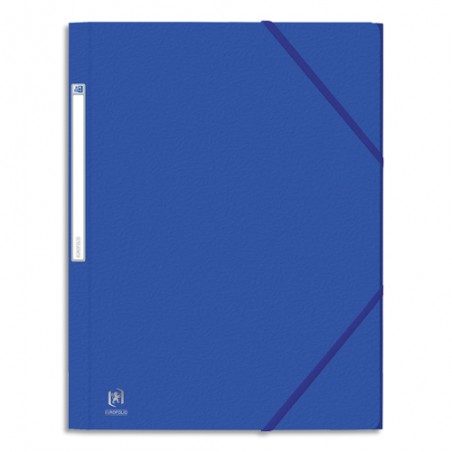 OXFORD Chemise 3 rabats et élastique EUROFOLIO en carte grainée 5/10e, 450g. Pour format A4. Coloris Bleu