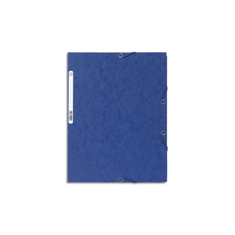 EXACOMPTA Chemise 3 rabats et élastique, en carte lustrée 5/10e, 400gr. Format 24x32cm. Coloris Bleu.