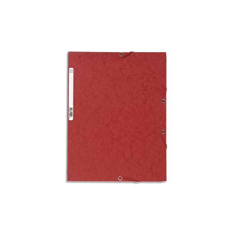 EXACOMPTA Chemise 3 rabats et élastique, en carte lustrée 5/10e, 400gr. Format 24x32cm. Coloris Rouge.